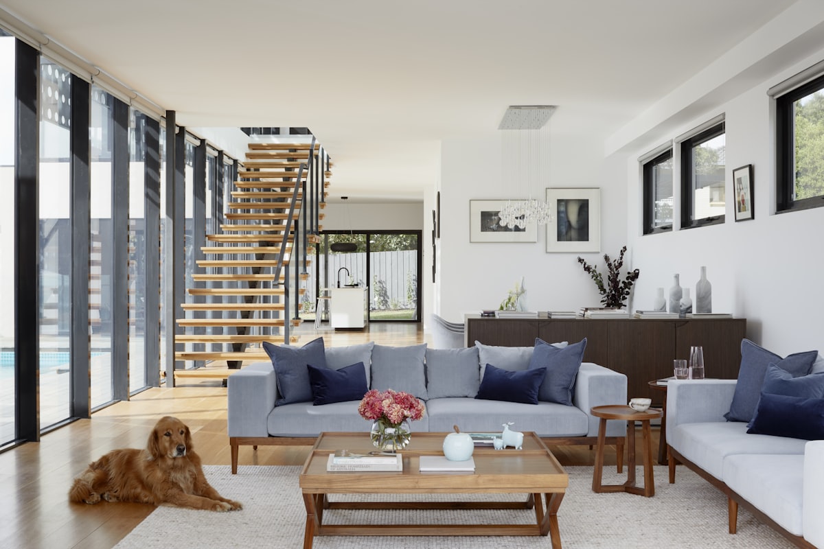 Refurbished open living room interior
